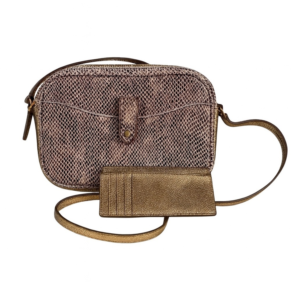 ✨ G.I.L.I. Snake Embossed Leather Rose Gold Crossbody Bag + Pouch ✨